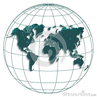 World map globus petroleum white Vector Illustration