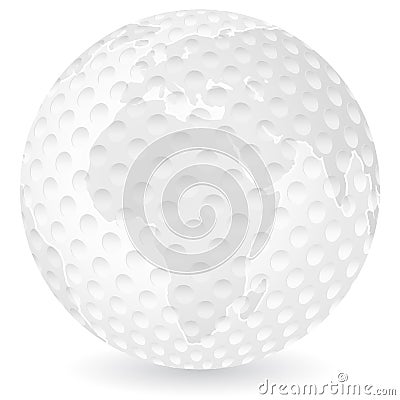 World map golf ball Vector Illustration