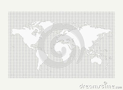 World map on gray circle dot pattern on white background. illustration vector eps10 Vector Illustration