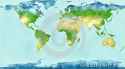 World map, hand drawn, illustrated brushstrokes Stock Photo