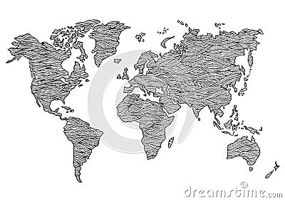 World map hand drawn wave design vector illustration Vector Illustration