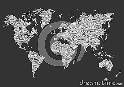 World map hand drawn wave design vector illustration Vector Illustration