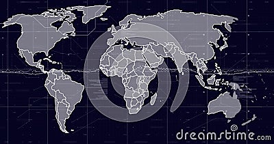 World map with hexagonal patterns and data points image Stock Photo