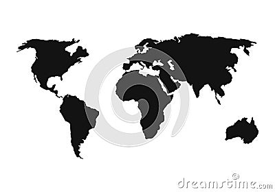 world map icon. flat simpe black design. vector illustration Cartoon Illustration