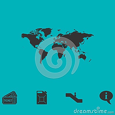 World map icon flat Vector Illustration