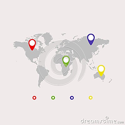 World map, icon. Gray background. Vector illustration EPS 10 Stock Photo