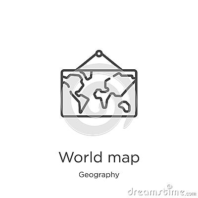 world map icon vector from geography collection. Thin line world map outline icon vector illustration. Outline, thin line world Vector Illustration