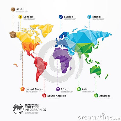 World map illustration infographics geometric concept design. Vector Illustration