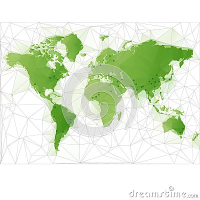 World Map Illustration with largest cities Vector Illustration