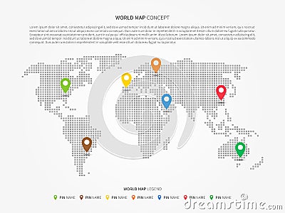 World map infographic with colorful pointers Vector Illustration