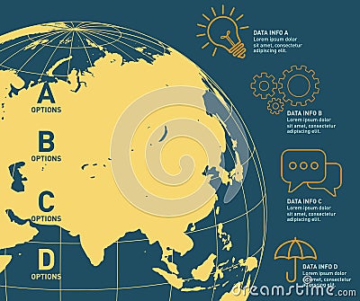 World map infographic vector design. Infographic design template, earth banner. Vector Illustration