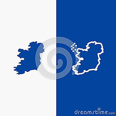 World, Map, Ireland Line and Glyph Solid icon Blue banner Line and Glyph Solid icon Blue banner Vector Illustration