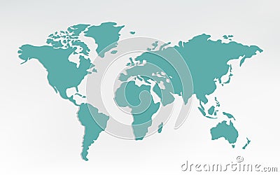 World map isolated on white background. Blue worldmap vector design infographics. Flat Earth Graph World map illustration Cartoon Illustration