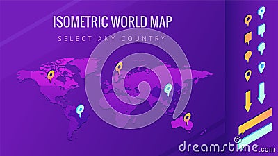 World map isometric vector illustration Vector Illustration