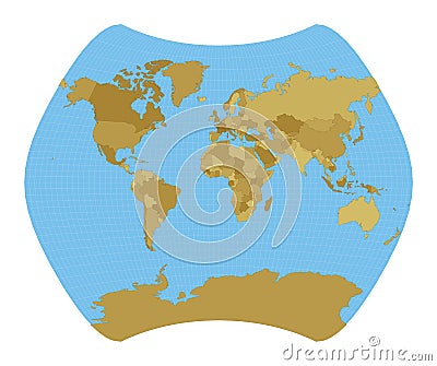 World Map. Larrivee projection. Vector Illustration