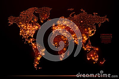 World map low poly flame Vector Illustration