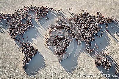 World map made of people, aerial view from above Stock Photo