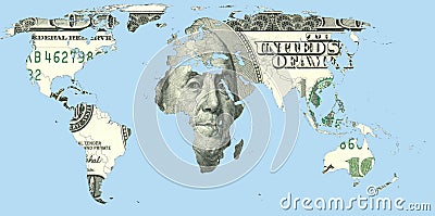 World map made of US Dollars Stock Photo