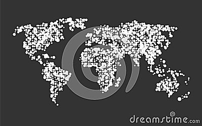 World map made of white dots on a black Stock Photo