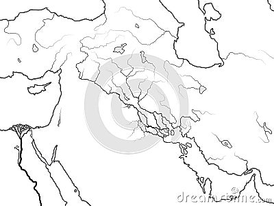 World Map of MESOPOTAMIA: Šumer, Akkad, Babylonia, Assyria, Tigris & Euphrates. Geographic historic chart of Ancient Persian Gulf. Vector Illustration