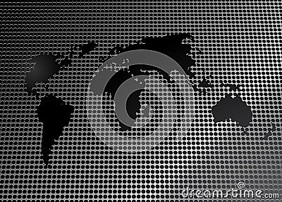 World Map In Metal Grid Vector Illustration