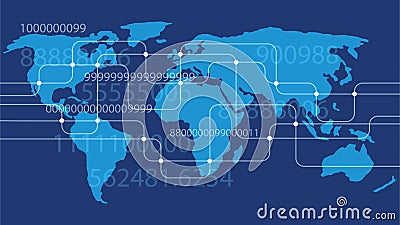 A world map networking system Stock Photo