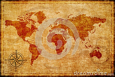 World map on old paper Stock Photo