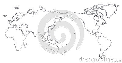 World Map Outline Contour Silhouette Vector Illustration