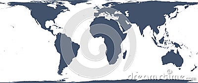 World map with outline in NSIDC Equal-Area Scalable Earth Grid (EASE-Grid) Global coordinate system Vector Illustration