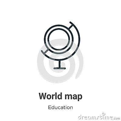 World map outline vector icon. Thin line black world map icon, flat vector simple element illustration from editable education Vector Illustration