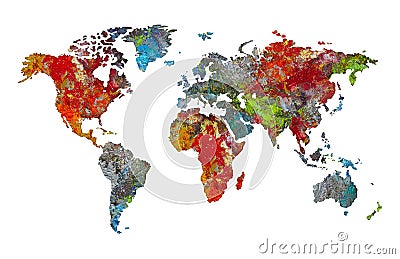 World map in palette of artist Stock Photo