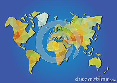 World map physical polygonal Vector Illustration