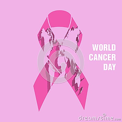 World map picture with sign of Cancer Vector Illustration