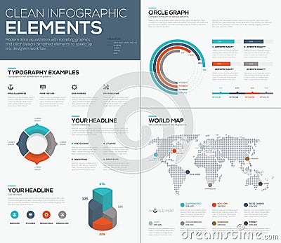 World map and pie chart data visualization vector infographics Vector Illustration