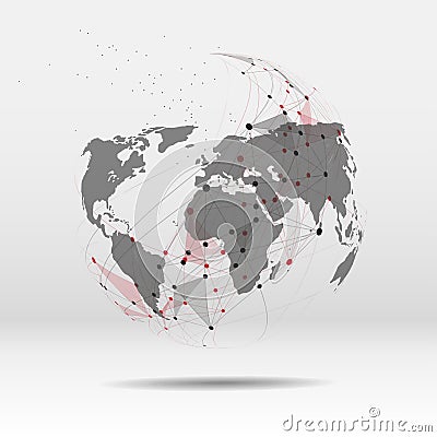 World map point, line, composition the global Vector Illustration