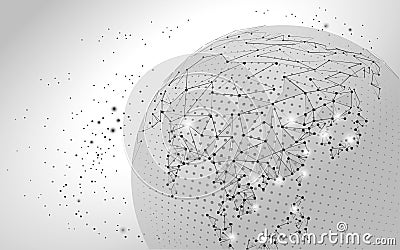 World map point, line, composition, representing the global Global network connection,international meaning. Vector Illustration