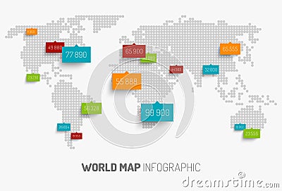 World map with pointer marks Vector Illustration