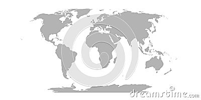 World Map in Robinson Projection. Solid gray land silhouette. Vector illustration Vector Illustration