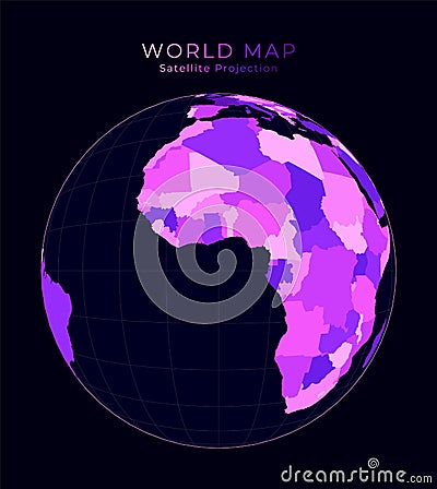 World Map. Satellite tilted perspective. Vector Illustration