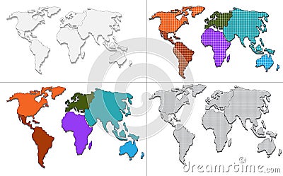 World map set Vector Illustration