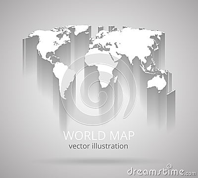 World map with shadow Vector Illustration