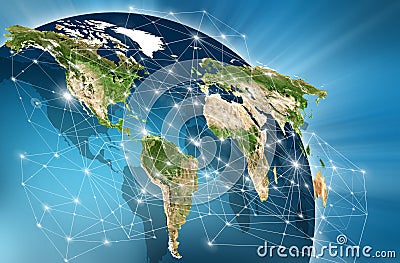 World map on a technological background. Best Internet Concept of global business. Elements of this image furnished by Stock Photo