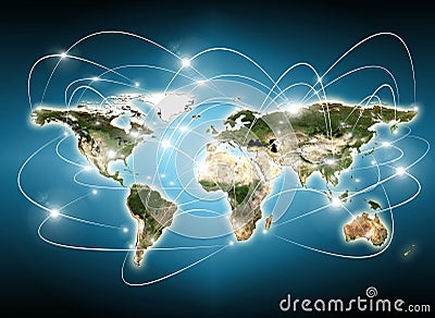 World map on a technological background. Best Internet Concept of global business. Elements of this image furnished by Stock Photo