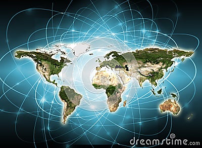 World map on a technological background. Best Internet Concept of global business. Elements of this image furnished by Stock Photo