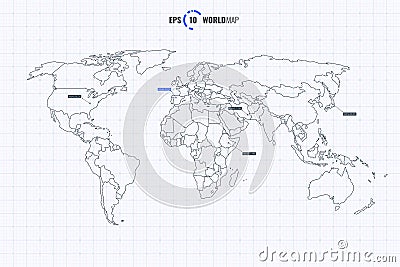World Map Template with Coutries Vector Illustration