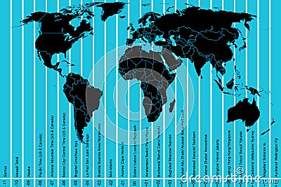 World map and time zones Stock Photo