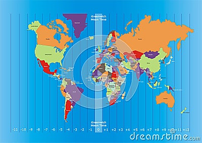World map and time zones Stock Photo