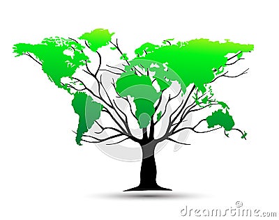 World map tree Stock Photo