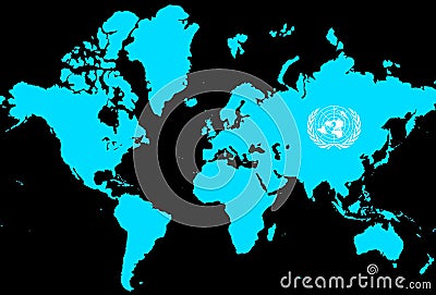 World map with united nations sign Editorial Stock Photo