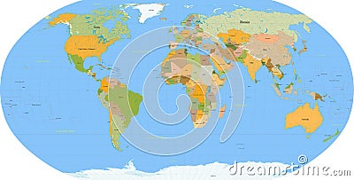 World map - vector - detail Stock Photo